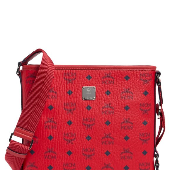 MCM Aren Logo Crossbody Bag Candy Red  1 year guarantee Included - Picture 3 of 7
